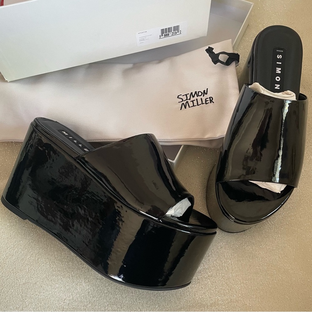 NIB Simon Miller Vegan Patent Leather Blackout Platforms Size 38✨